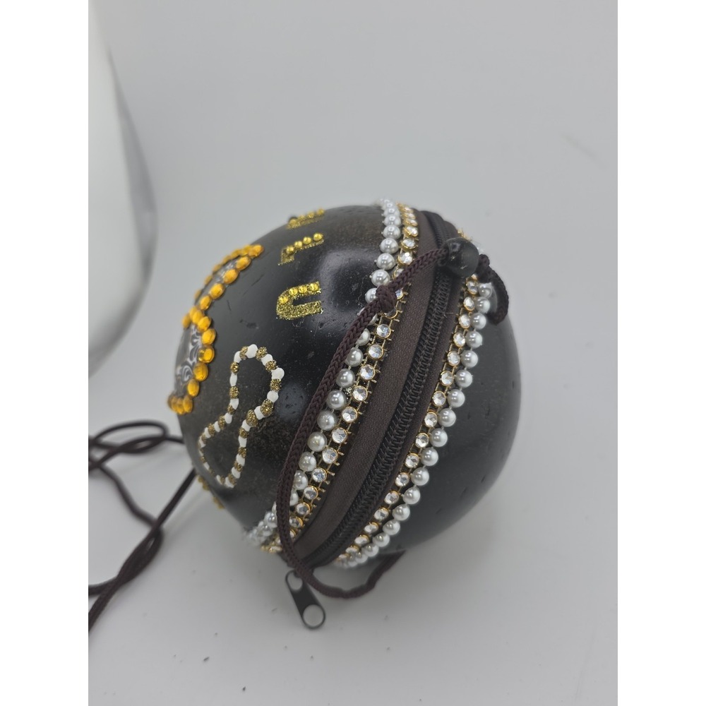 New Orleans Saints Fleur De Lis Rhinestone Goblet & Matching Zipper Pouch Set - Picture 9 of 13